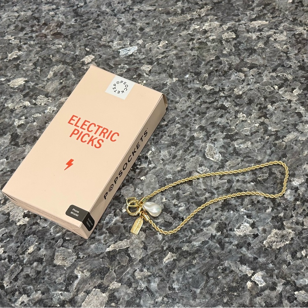 PopSockets Electric Picks PopSocket Phone Grip Accessory Gold and Cream